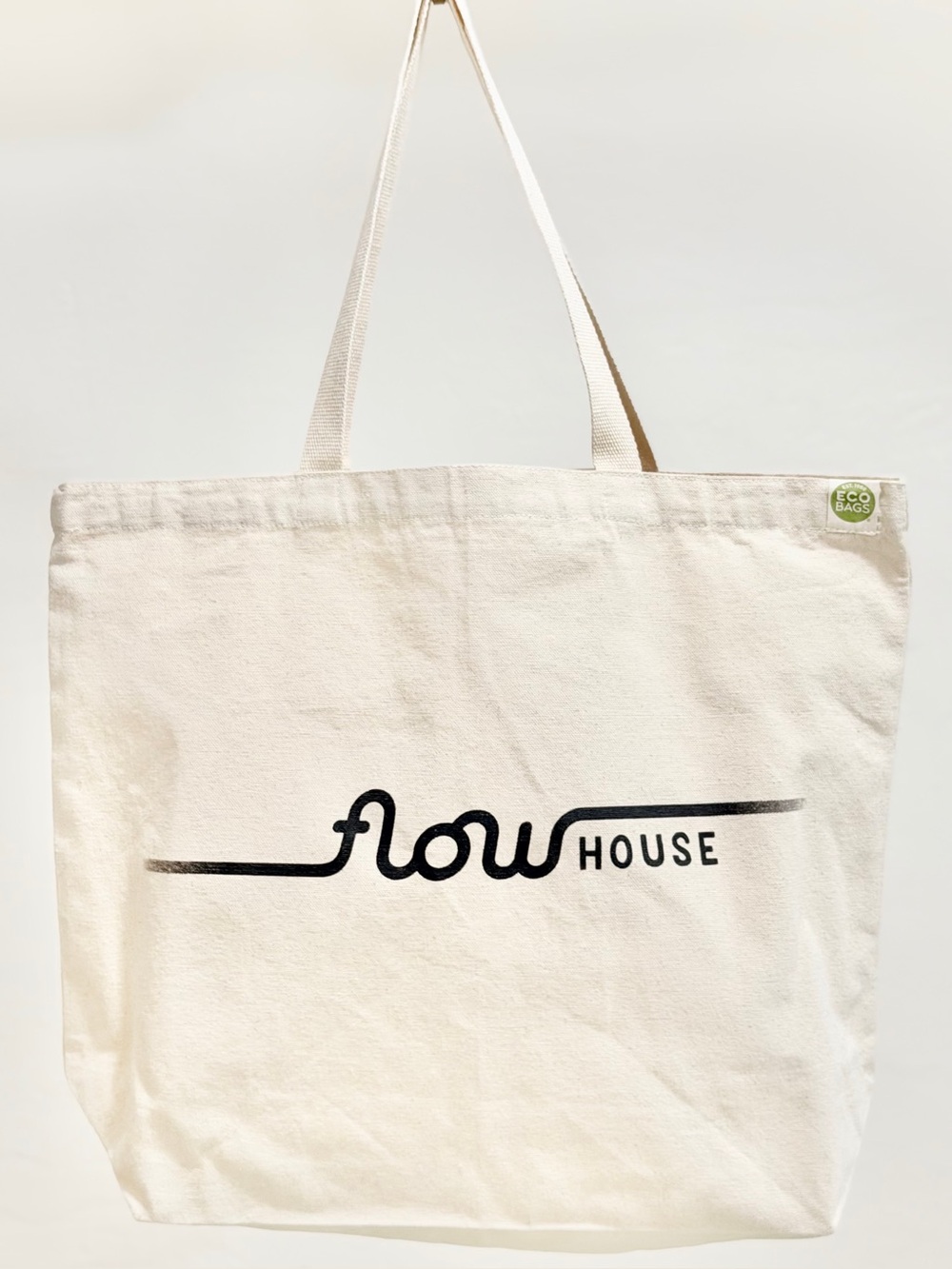 NWOT Flow House Canvas Tote Bag in Natural with Black Logo